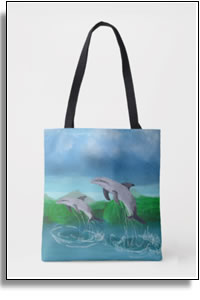 Dolphins Play Tote Bag 